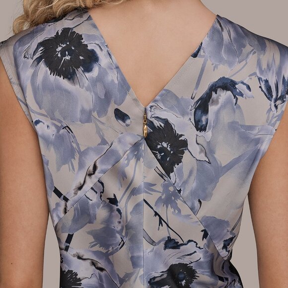 NWT CAP SLEEVE V-NECK PRINTED MIDI DRESS SIZE 4 - Picture 4 of 12